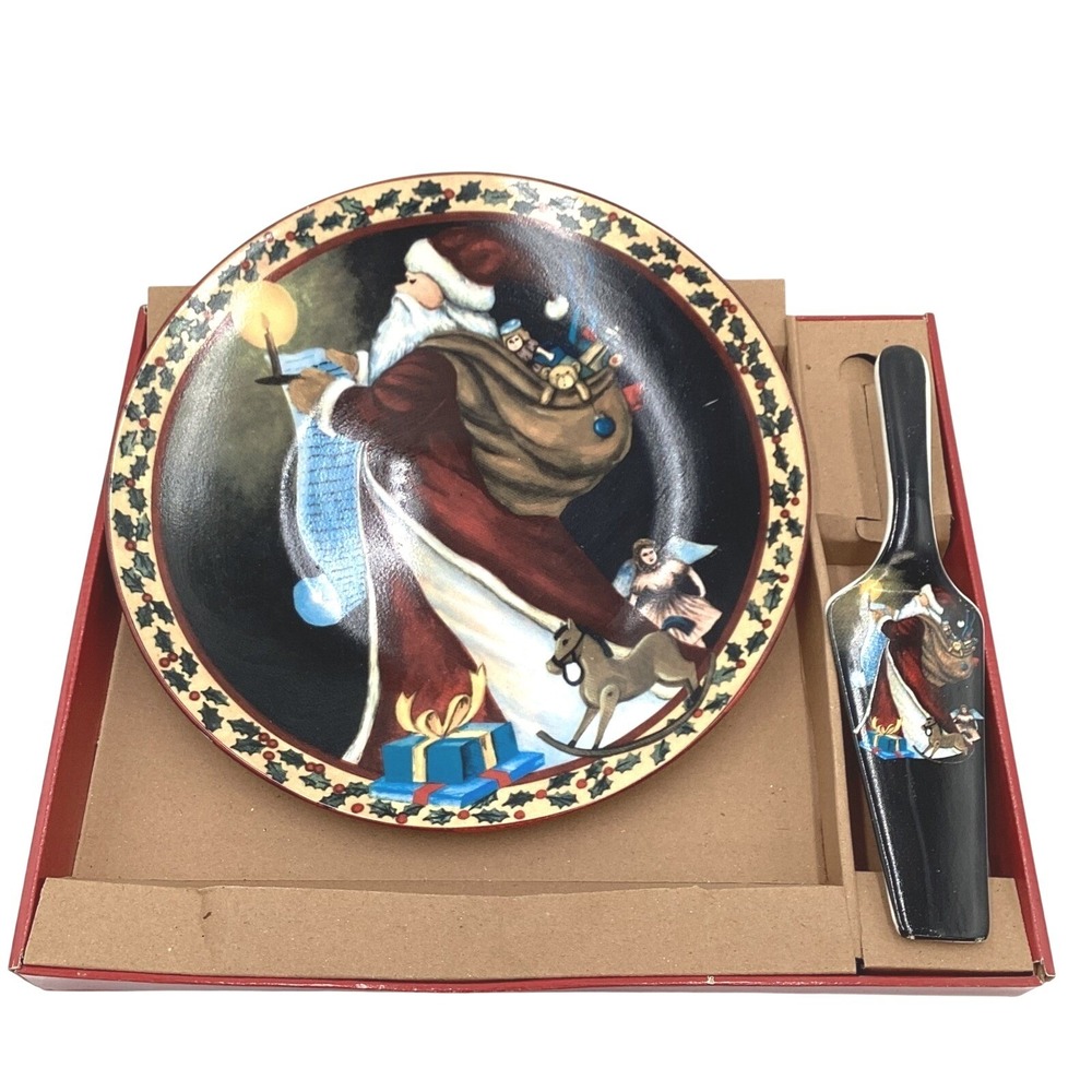 Holiday Style Santa Claus Cake Serving Set Plate/Server Holiday Decor Christmas